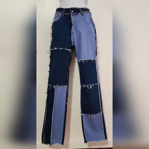 Frayed Patchwork Jeans